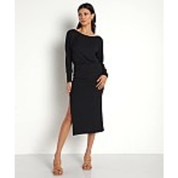 Stillwater Dresses & Skirts - STILLWATER Did it Again Rib Dress Long Sleeve Midi Dress in Black Women’s Medium